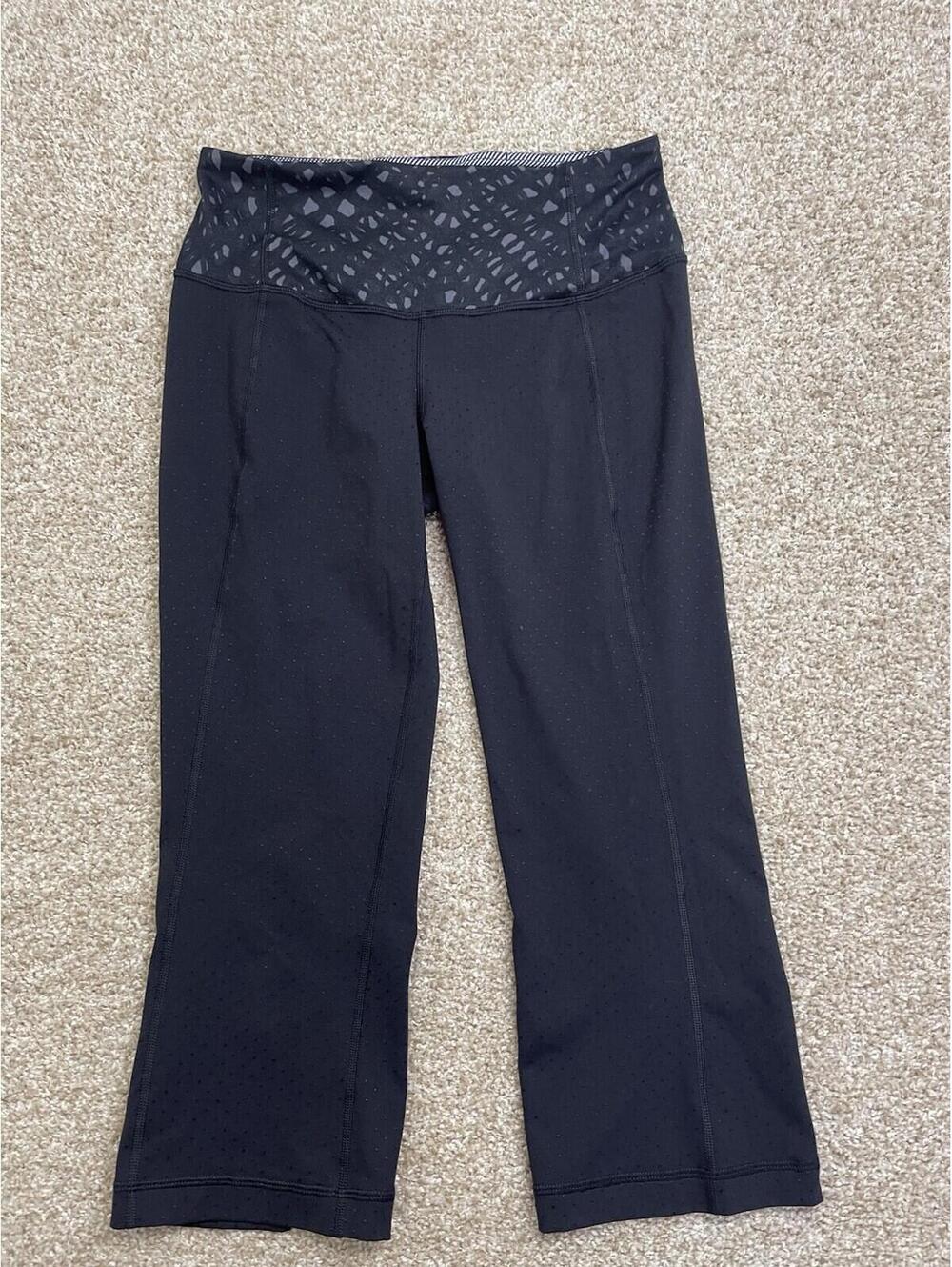 Lululemon Leggings Womens 6 Black Gather Crow Crop II Shine Dot Black Activewear